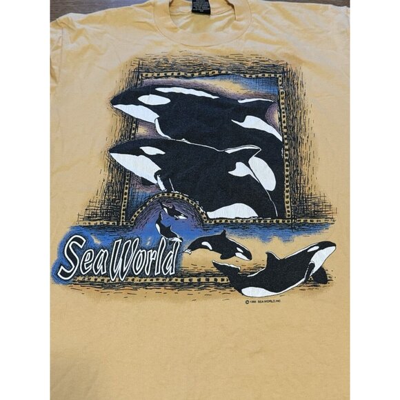 1995 Sherry's Best Sea World Tee Size XL T-Shirt Yellow Made In USA Vacation VTG - Picture 5 of 10